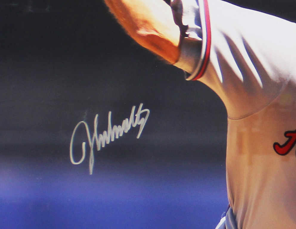 John Smoltz Signed Atlanta Braves Framed 20×24 MLB Throwing Ball