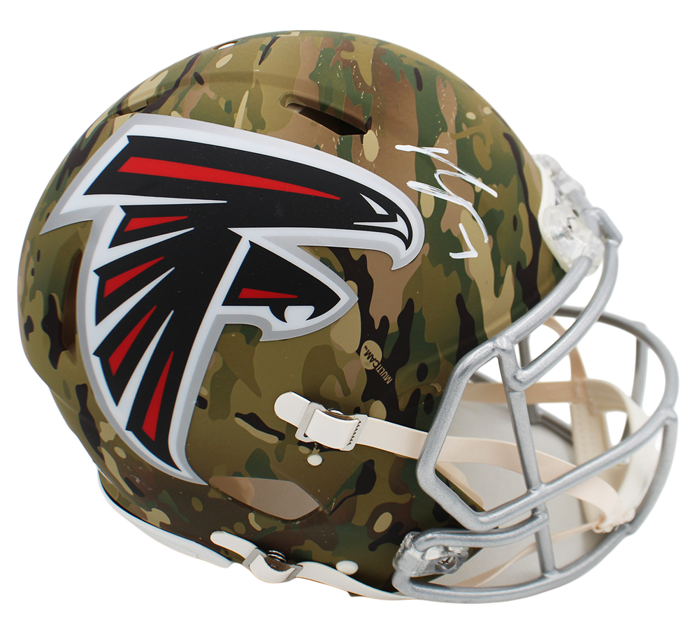 Bijan Robinson Signed Atlanta Falcons Speed Authentic Camo NFL Helmet