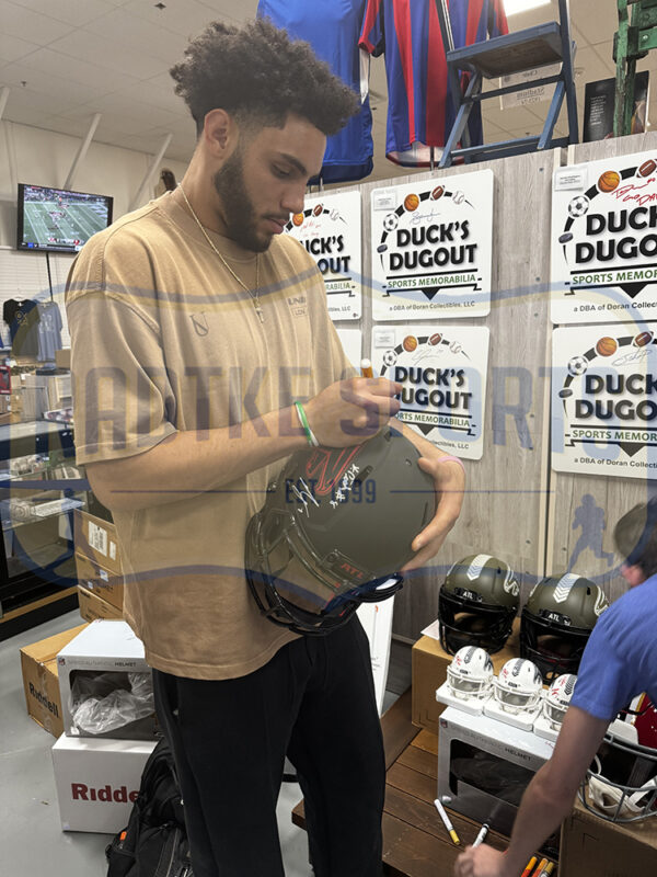 Drake London, Bijan Robinson, and Kyle Pitts Signed Atlanta Falcons Speed Authentic Eclipse NFL Helmet - Image 4
