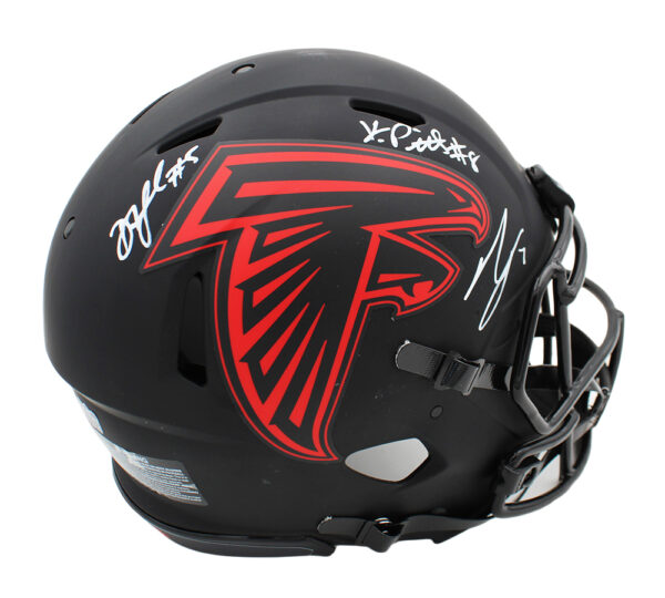 Drake London, Bijan Robinson, and Kyle Pitts Signed Atlanta Falcons Speed Authentic Eclipse NFL Helmet