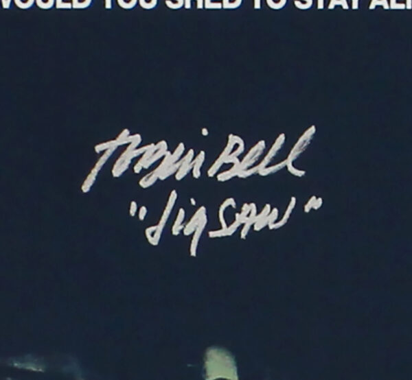 Tobin Bell Signed Saw Movie Unframed 12x18 Reverse Bear Trap Canvas Photo with "Jigsaw" Inscription - Image 2