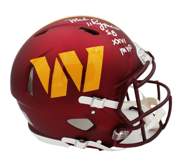 Mark Rypien Signed Washington Commanders Speed Authentic 2024 NFL Helmet with "SB XXVI MVP" Inscription - Image 2