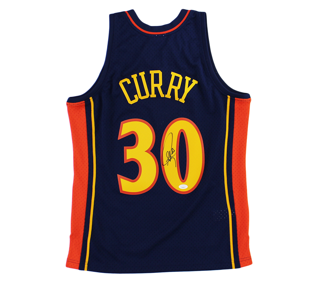 Steph Curry Signed Golden State Warriors Mitchell & Ness Navy Blue NBA Jersey