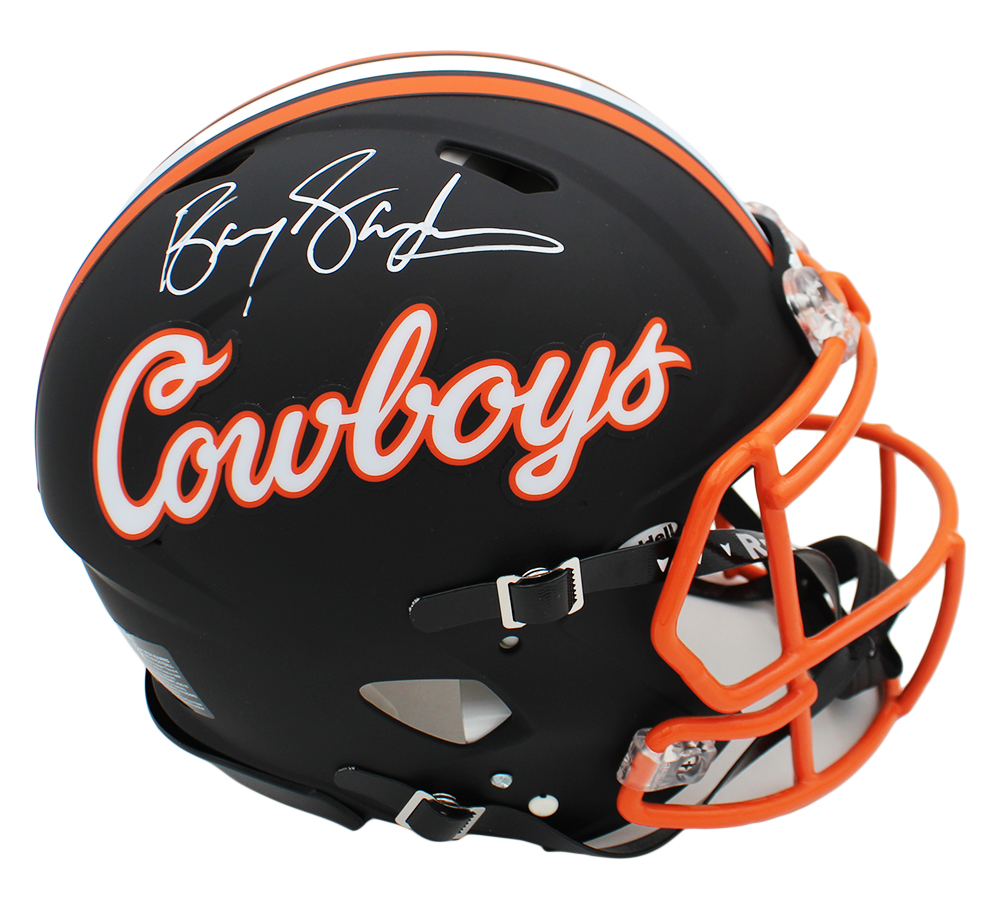 Barry Sanders Signed Oklahoma State Cowboys Speed Authentic Black NCAA Helmet