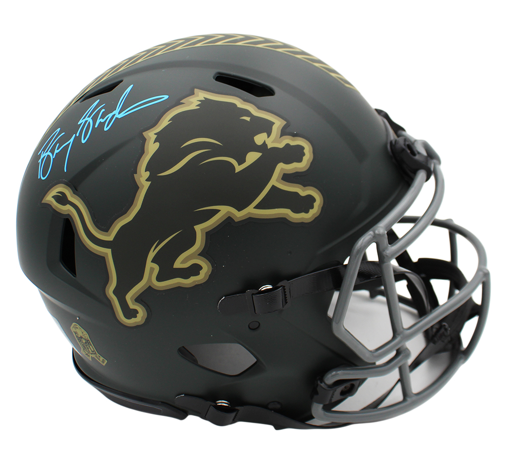 Barry Sanders Signed Detroit Lions Speed Authentic Salute to Service 4 NFL Helmet - Image 2