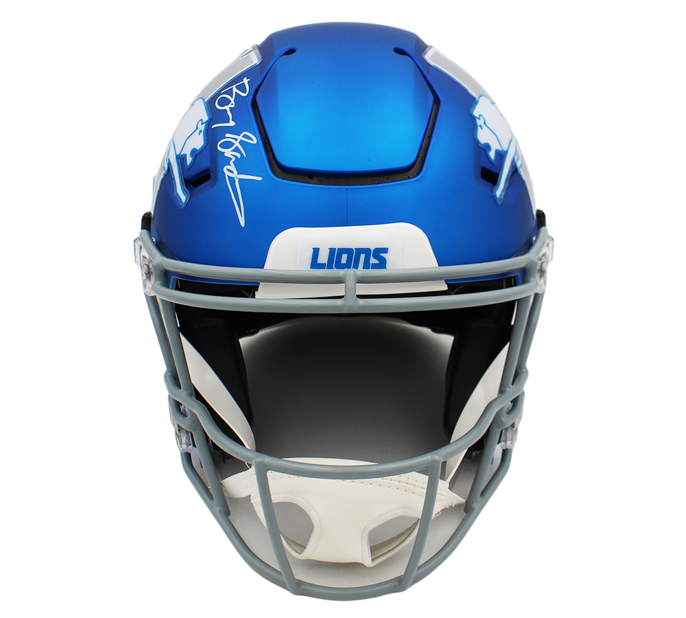 Barry Sanders Signed Detroit Lions Speed Flex Authentic Alternate 2023 Blue NFL Helmet - Image 3