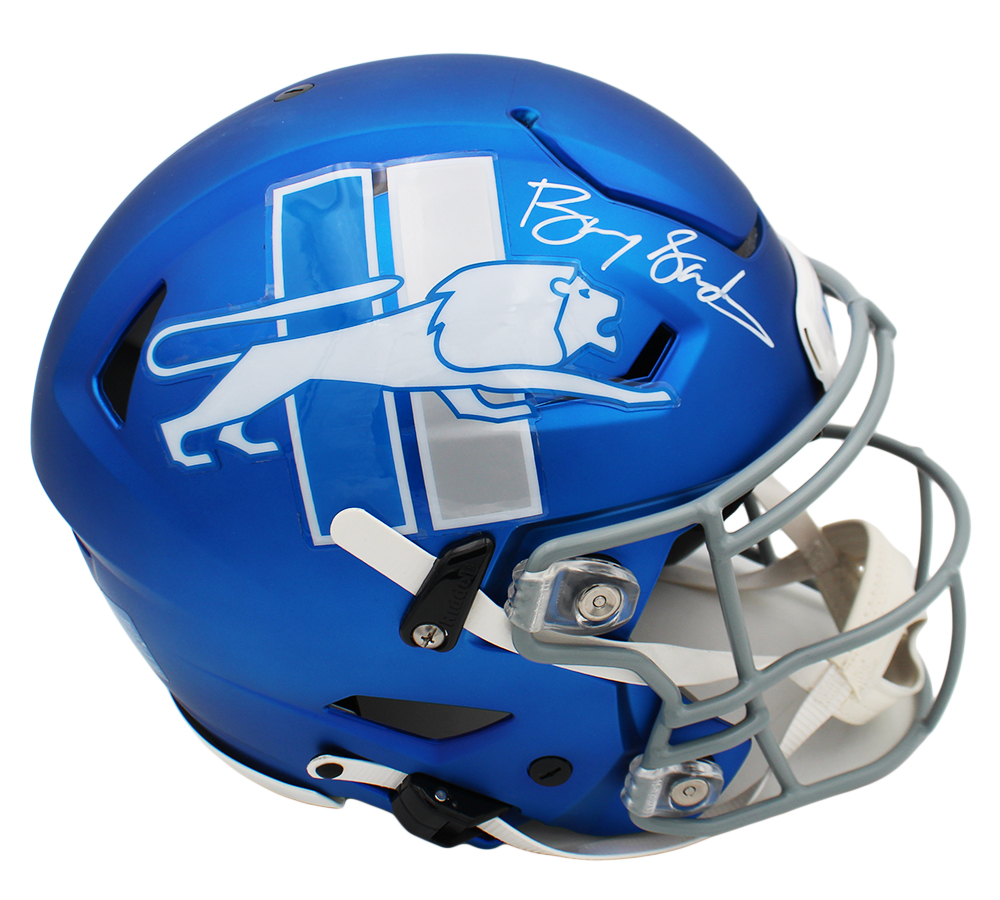Barry Sanders Signed Detroit Lions Speed Flex Authentic Alternate 2023 Blue NFL Helmet - Image 2