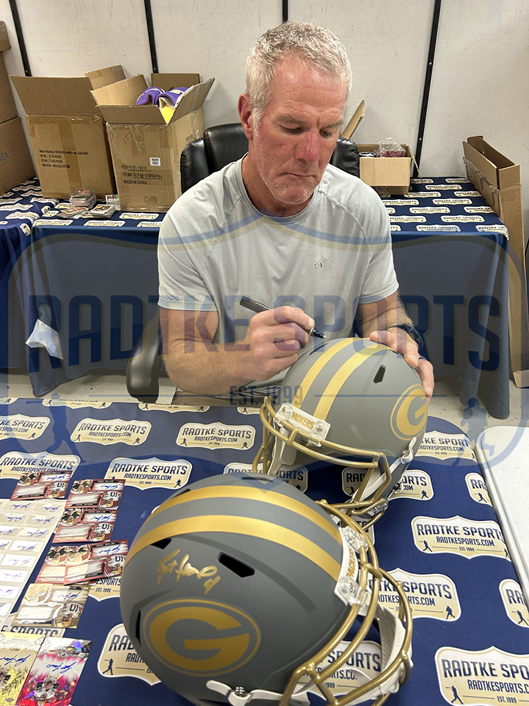 Brett Favre Signed Green Bay Packers Speed Full Size Slate NFL Helmet - Image 3