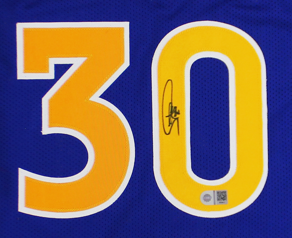 Steph Curry Signed Golden State Custom Blue Jersey - Image 2