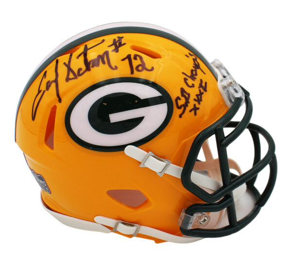 Earl Dotson Signed Green Bay Packers Speed NFL Mini Helmet with "SB XXXI Champs" Inscription - Image 2