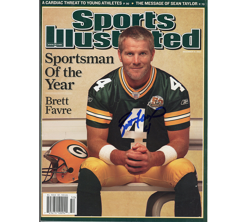 Brett Favre Signed Green Bay Packers Sportsman of the Year 12/10/2007 Sports Illustrated Magazine