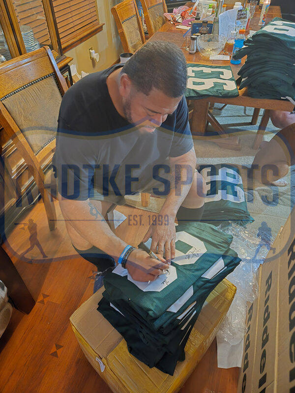 Gilbert Brown Signed Green Bay Custom Green Jersey with 5 Inscriptions including "1996 All Madden" - Image 3