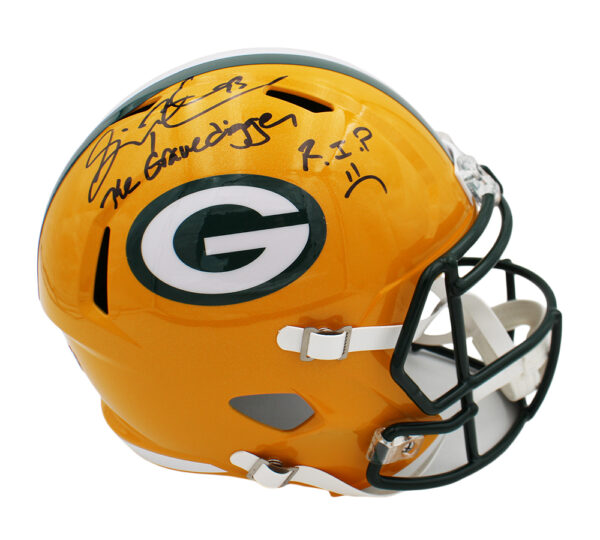Gilbert Brown Signed Green Bay Packers Speed Full Size NFL Helmet with "The Gravedigger, R.I.P" Inscription - Image 2