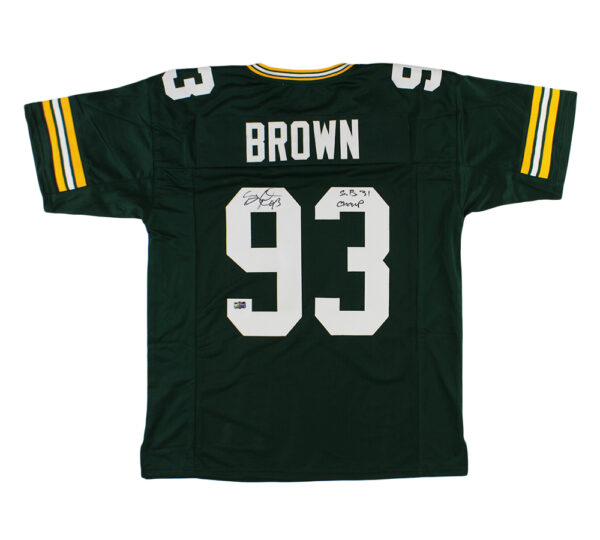 Gilbert Brown Signed Green Bay Custom Green Jersey with "SB XXXI Champs" Inscription