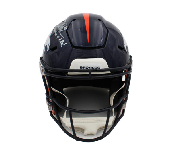 Terrell Davis Signed Denver Broncos Speed Flex Authentic Custom Drip NFL Helmet with "Bronco 4 Life!" Inscription - Image 3