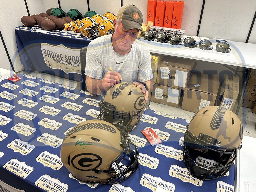 Brett Favre Signed Green Bay Packers Speed Full Size Salute to Service 2 NFL Helmet - Image 2