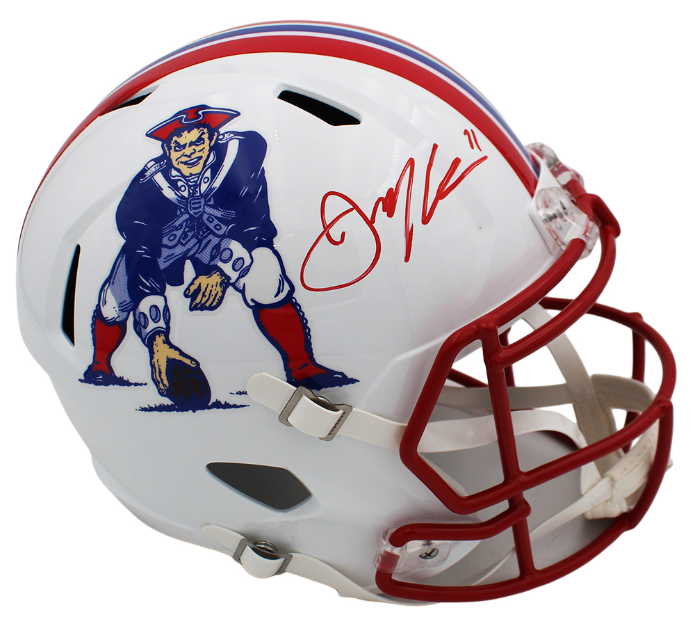 Julian Edelman Signed New England Patriots Speed Full Size Throwback 1990-92 NFL Helmet