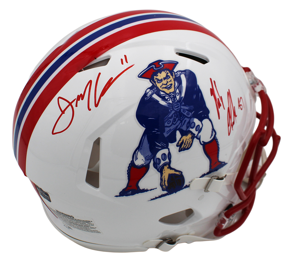 Julian Edelman and Rob Gronkowski Signed New England Patriots Speed Authentic Throwback 1990-92 NFL Helmet