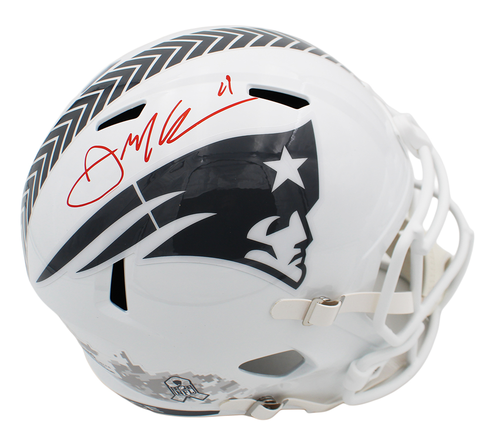 Julian Edelman Signed New England Patriots Speed Full Size Salute to Service 3 NFL Helmet