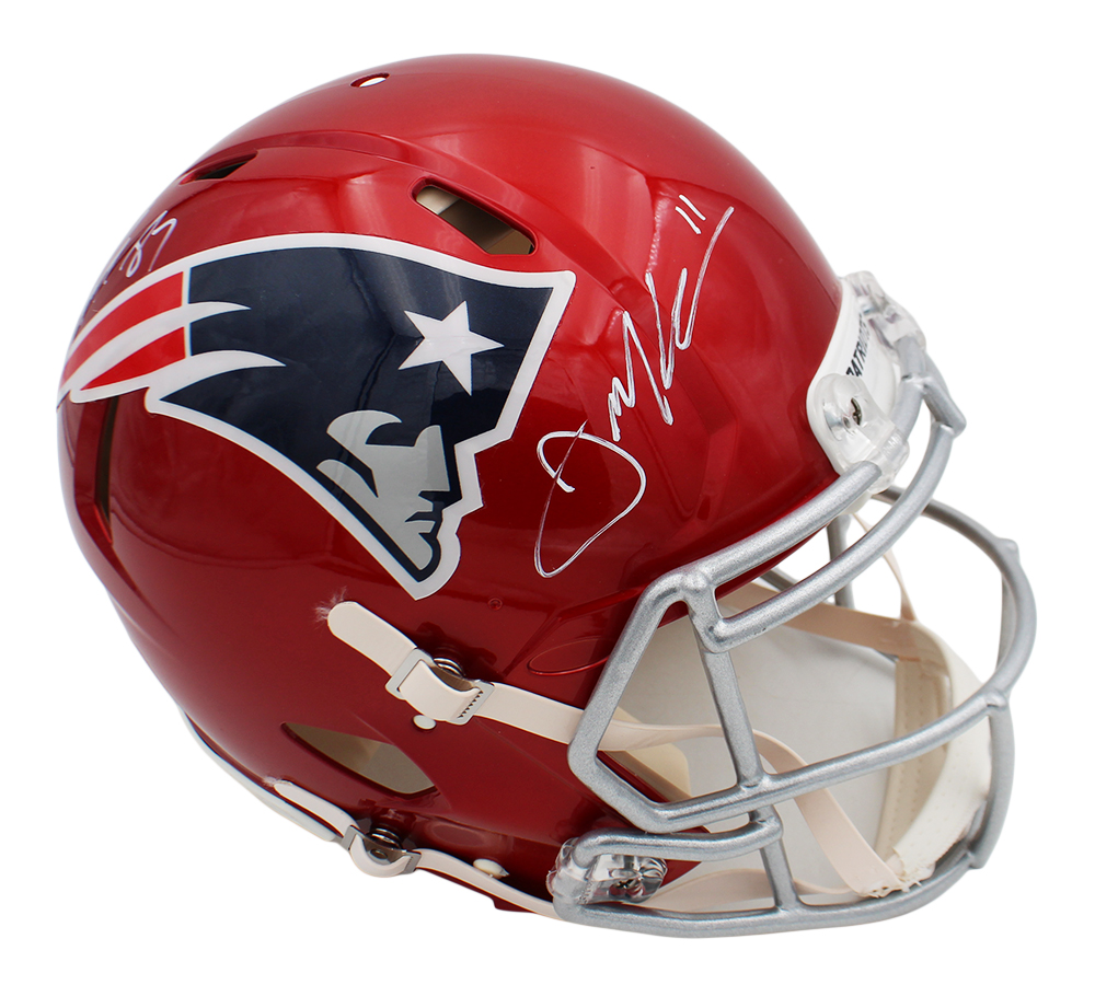 Julian Edelman and Rob Gronkowski Signed New England Patriots Speed Authentic Flash NFL Helmet - Image 2