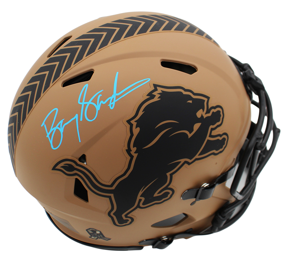 Barry Sanders Signed Detroit Lions Speed Authentic Salute to Service 2 NFL Helmet