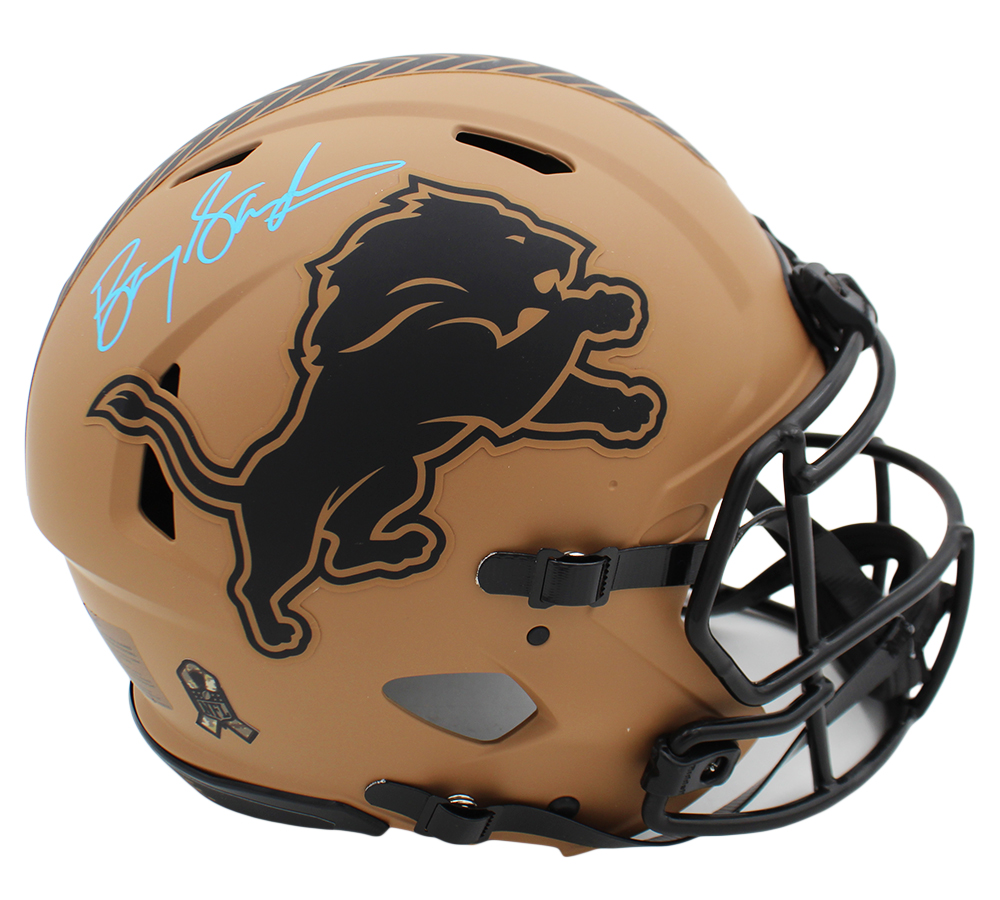 Barry Sanders Signed Detroit Lions Speed Authentic Salute to Service 2 NFL Helmet - Image 2