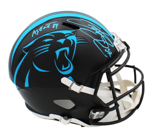 Steve Smith Sr. Signed Carolina Panthers Speed Full Size Alternate Black NFL Helmet With "Agent 89" Inscription - Image 2