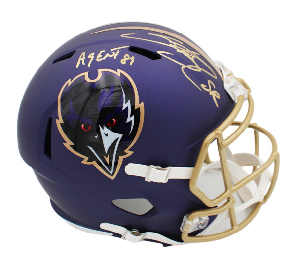 Steve Smith Sr. Signed Baltimore Ravens Speed Full Size Alternate Purple NFL Helmet With "Agent 89" Inscription - Image 2