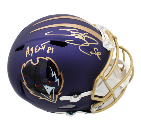 Steve Smith Sr. Signed Baltimore Ravens Speed Full Size Alternate Purple NFL Helmet With "Agent 89" Inscription