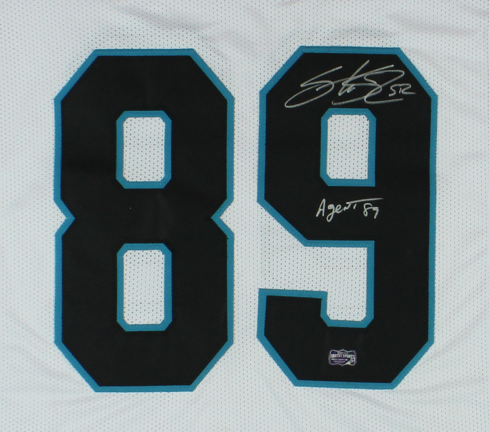 Steve Smith Sr Signed Carolina Custom White Jersey with "Agent 89" Inscription - Image 2
