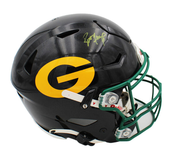 Brett Favre Signed Green Bay Packers Speed Flex Authentic Custom Gloss Black with Yellow G NFL Helmet - Image 2