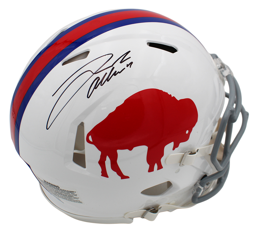 Josh Allen Signed Buffalo Bills Speed Authentic Throwback White 65-73 NFL Helmet - Image 2