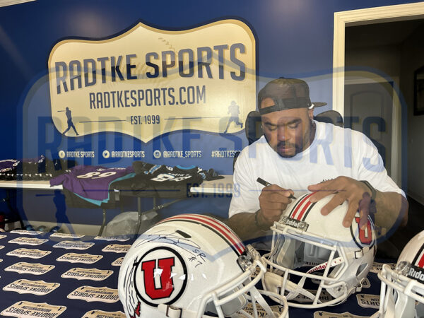 Steve Smith Sr. Signed Utah Utes Speed Full Size White NCAA Helmet - Image 2