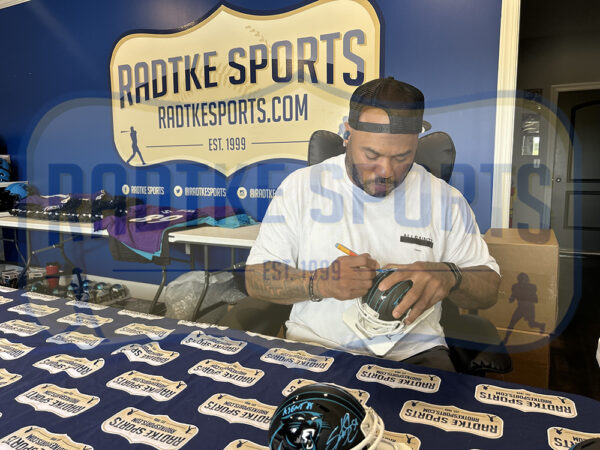 Steve Smith Sr. Signed Carolina Panthers Speed AMP NFL Mini Helmet With "Agent 89" Inscription - Image 3