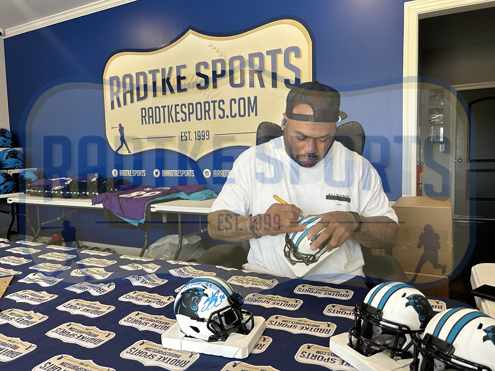 Steve Smith Sr. Signed Carolina Panthers Speed Lunar NFL Mini Helmet With "Agent 89" Inscription - Image 3