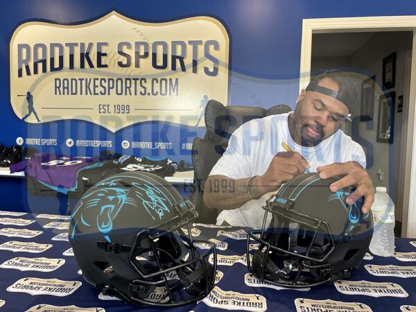 Steve Smith Sr. Signed Carolina Panthers Speed Full Size Eclipse NFL Helmet with "Agent 89" Inscription - Image 3