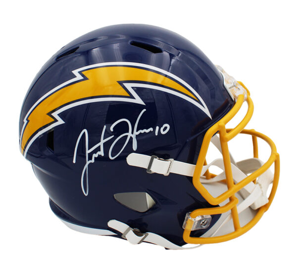 Justin Herbert Signed Los Angeles Chargers Speed Full Size Throwback Blue 74-87 NFL Helmet