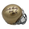 Rudy Ruettiger Signed Notre Dame Fighting Irish VSR4 NCAA Mini Helmet with "Never Out" Inscription