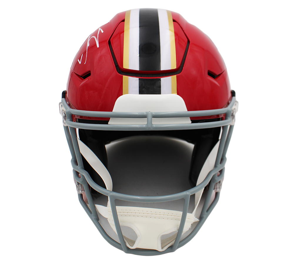 Bijan Robinson Signed Atlanta Falcons Speed Flex Authentic Throwback 1966-69 Red NFL Helmet - Image 3