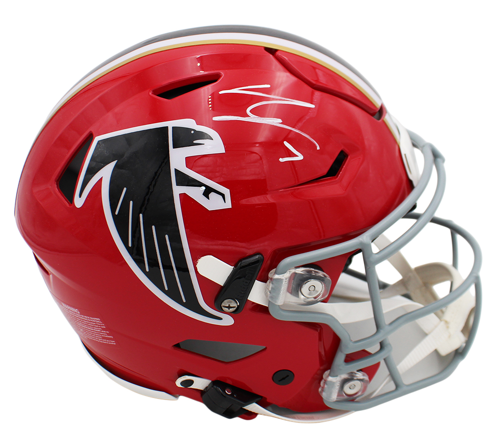 Bijan Robinson Signed Atlanta Falcons Speed Flex Authentic Throwback 1966-69 Red NFL Helmet - Image 2