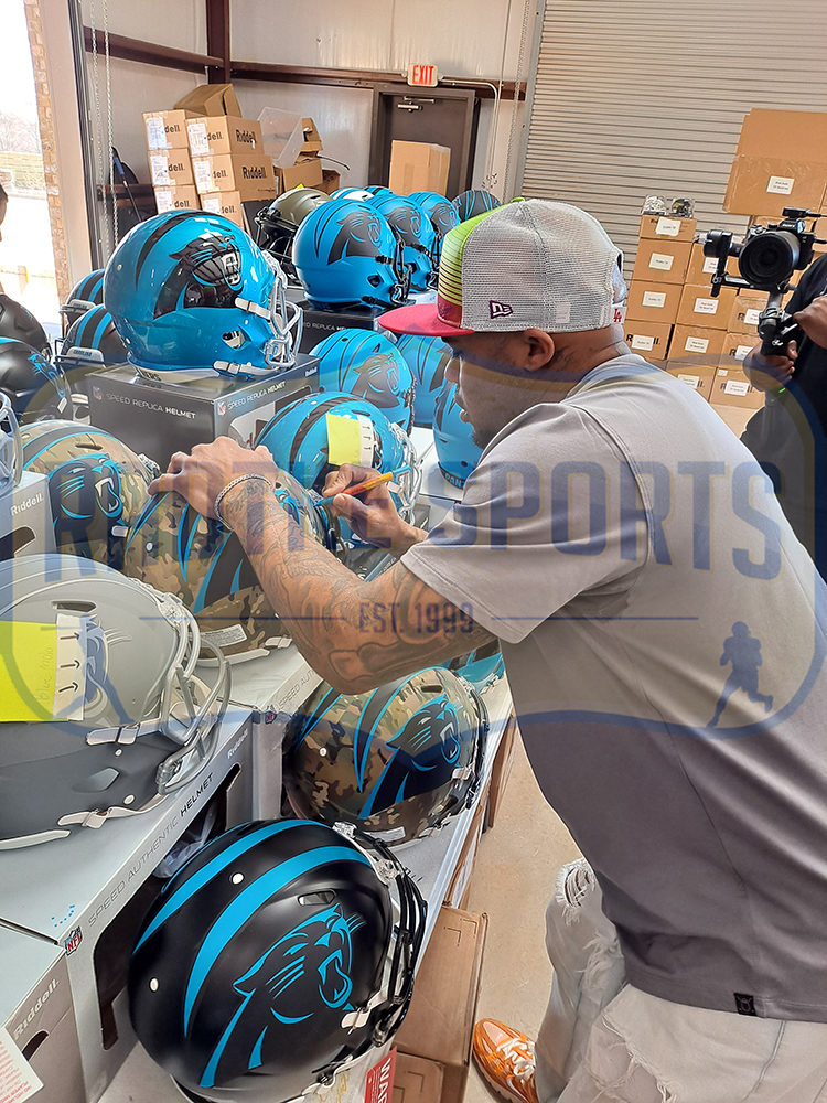 Steve Smith Sr Signed Carolina Panthers Speed Authentic Camo NFL Helmet With "Agent 89" Inscription - Image 3