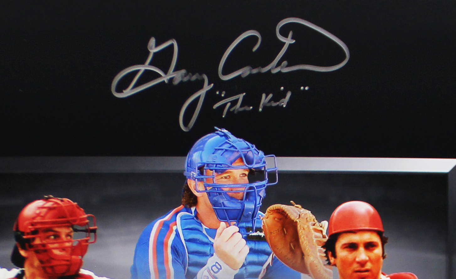 Gary Carter & Yogi Berra Signed Unframed 16x20 MLB Catchers Photo with "The Kid"Inscription - Image 2