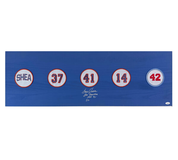 Tom Seaver Signed New York Mets 12x36 Patches Board with "The Franchise, HOF 92 & 33" Inscription