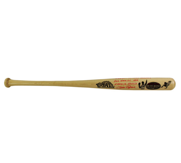 Pete Rose Signed Cincinnati Reds Cooperstown Engraved Blonde MLB Bat with "Thank You Mickey Mantle for Naming Me Charlie Hustle" Inscription - Image 2