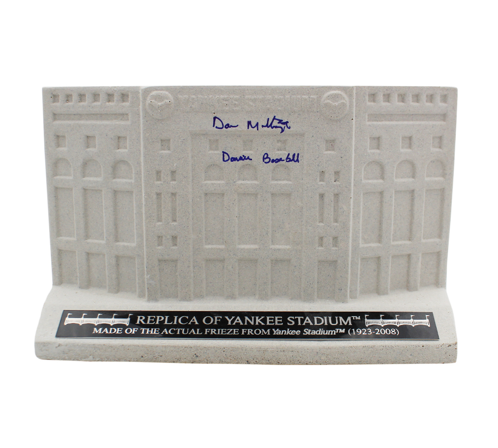Don Mattingly Signed Yankee Stadium Replica White Frieze Statue with Plaque with "Donnie Baseball" Inscription