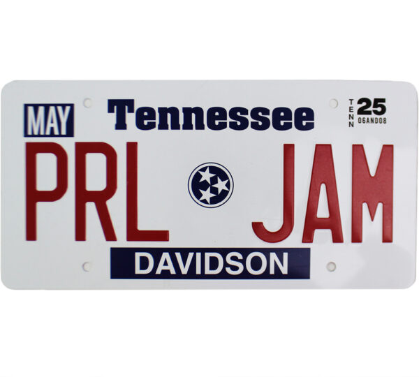 Pearl Jam Nashville Tennessee 2025 White License Plate