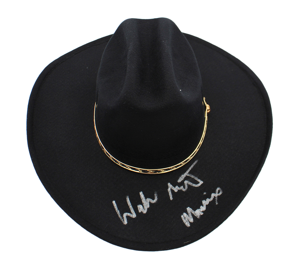 Walton Goggins Signed The Hateful Eight Black Costume Hat with "Mannix" Inscription