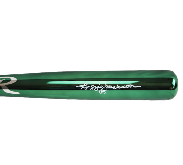 Reggie Jackson Signed Oakland Athletics Rawlings Green Chrome MLB Bat - Image 2