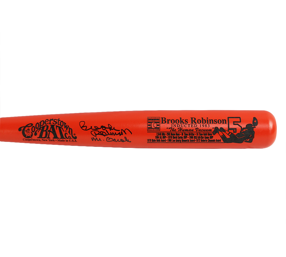 Brooks Robinson Signed Baltimore Orioles Cooperstown Orange MLB Bat with "Mr. Oriole" Inscription - Image 2