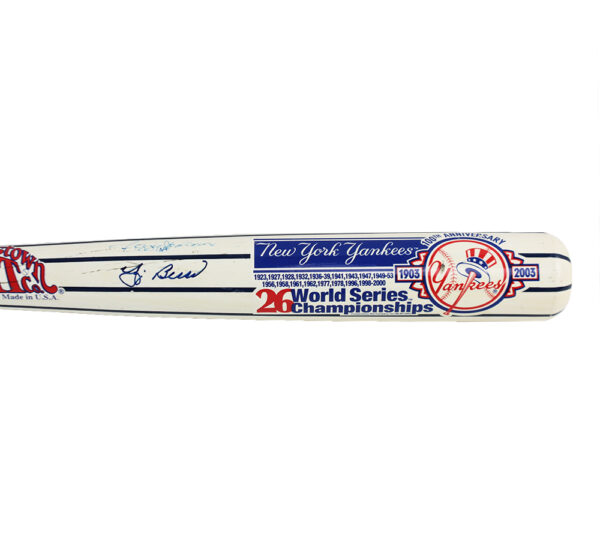 Yogi Berra and Reggie Jackson Signed New York Yankees Cooperstown Blonde MLB Bat - Image 3